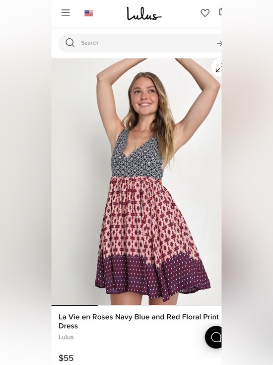 Lulus Dresses & Skirts - NWT’s Lulu’s Bohemian La Vie en Roses Navy Blue & Red Floral Print Dress size M